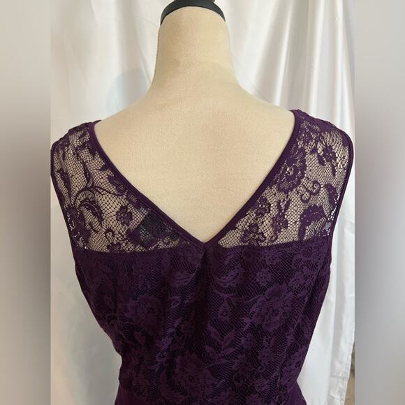 NEW Candalite Woman Plus Plum Purple Floral Lace Dressy Maxi Flare Dress Size 1X - Picture 10 of 10